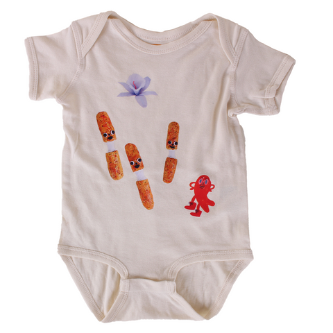 MOZZARELLA STICKS + FLOWER + FISH GUY ONESIE (18M)