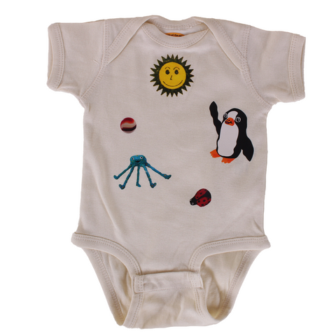 SUN + PENGUIN + SPIDER + MARBLE + LADYBUG ONESIE (6M)