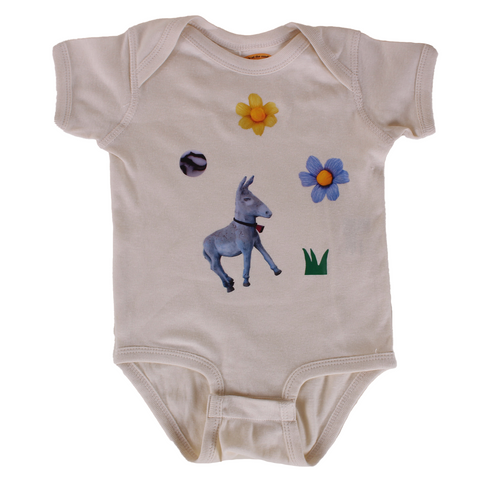 MARBLE + DONKEY + FLOWERS + GRASS ONESIE (12M)