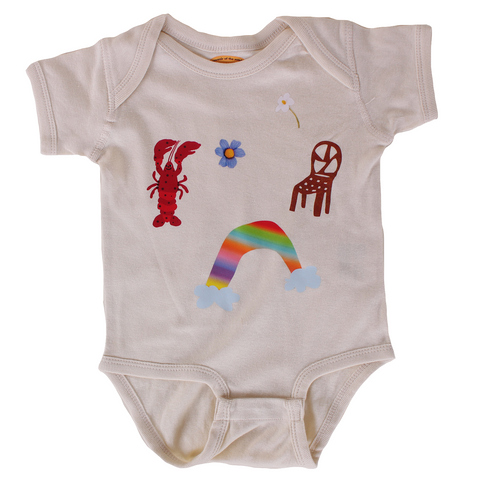 LOBSTER + FLOWERS + RAINBOW + CHAIR ONESIE (12M)