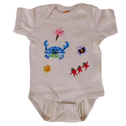 STRAWBERRIES + CRAB + FLOWERS ONESIE (12M)